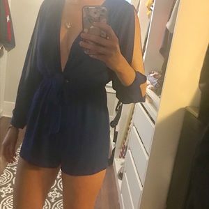 TOBI Navy Deep V Romper